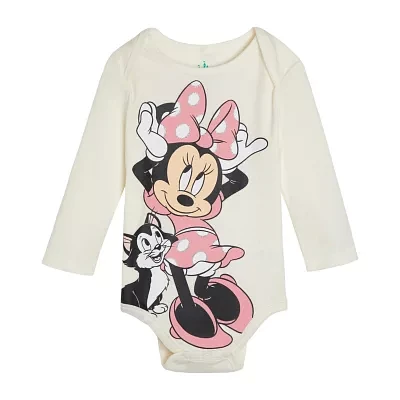 Baby Girls Crew Neck Long Sleeve Minnie Mouse Bodysuit