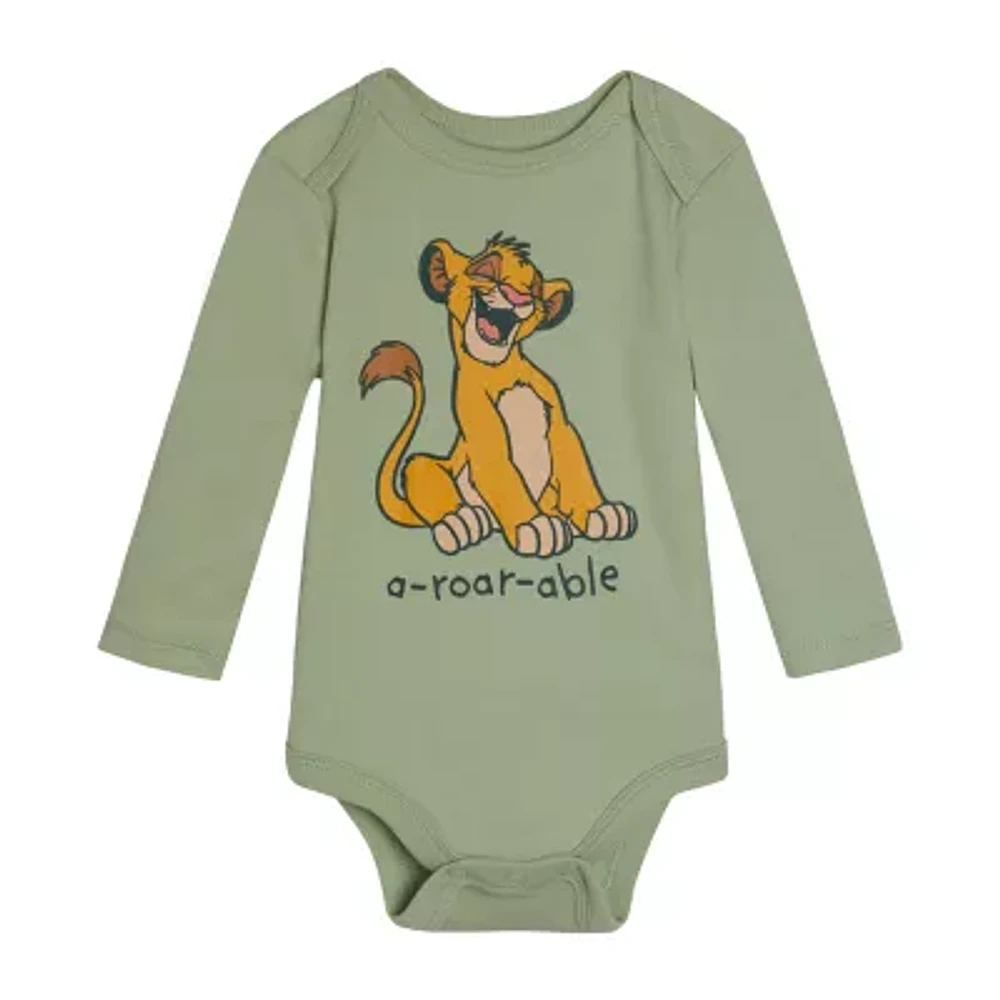 Baby Boys Crew Neck Long Sleeve The Lion King Bodysuit