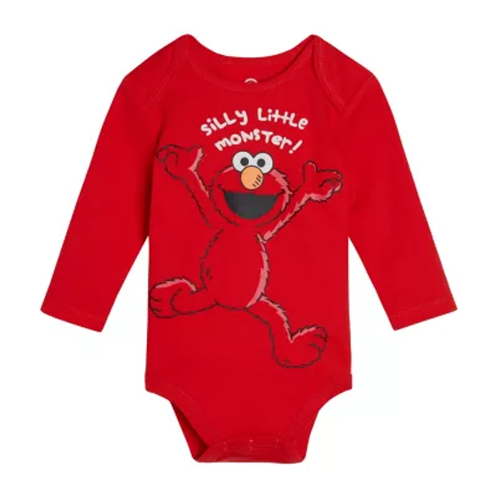 Sesame Elmo Baby Boys Crew Neck Long Sleeve Street Bodysuit