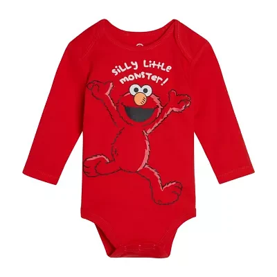 Sesame Elmo Baby Boys Crew Neck Long Sleeve Street Bodysuit