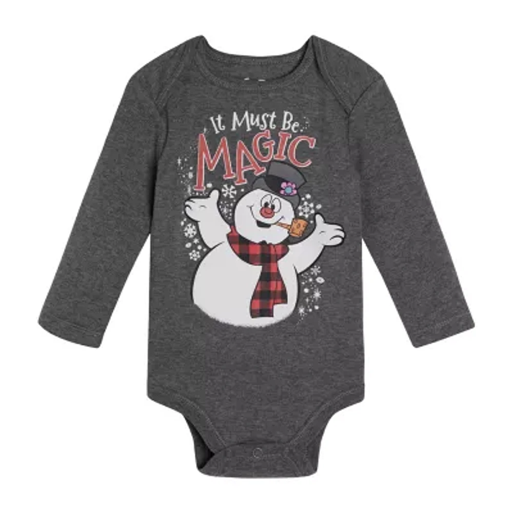 Warner Bros Baby Boys Crew Neck Long Sleeve Frosty the Snowman Bodysuit