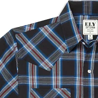 Ely Cattleman Textured Plaid Mens Short Sleeve Western Shirt