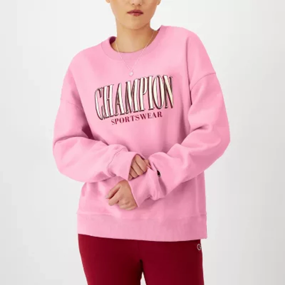 Champion Powerblend Womens Crew Neck Long Sleeve Sweatshirt