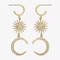 Bijoux Bar Gold Tone Glass Moon Star Drop Earrings