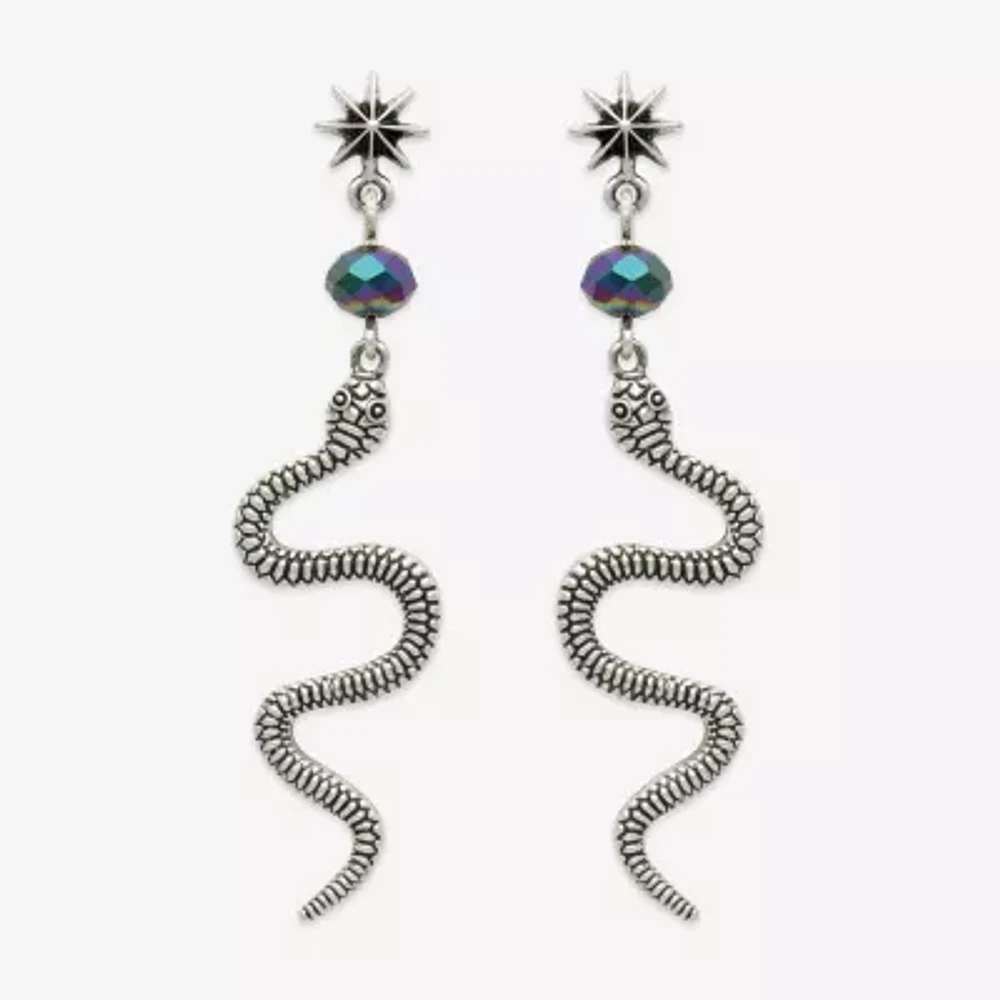 Bijoux Bar Silver Tone Snake Glass Star Drop Earrings