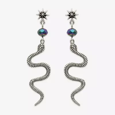 Bijoux Bar Silver Tone Snake Glass Star Drop Earrings