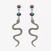 Bijoux Bar Silver Tone Snake Glass Star Drop Earrings