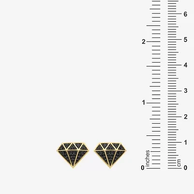 1/3 CT. T.W. Natural Black Diamond 14K Gold Over Silver 10mm Stud Earrings