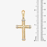 Mens 1/5 CT. T.W. Natural White Diamond Sterling Silver Cross Pendant Necklace