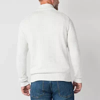 St. John's Bay Quarter Zip Mens Mock Neck Long Sleeve Pullover Sweater