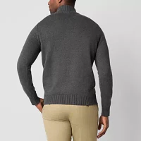 St. John's Bay Quarter Zip Mens Mock Neck Long Sleeve Pullover Sweater