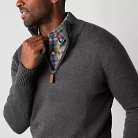 St. John's Bay Quarter Zip Mens Mock Neck Long Sleeve Pullover Sweater