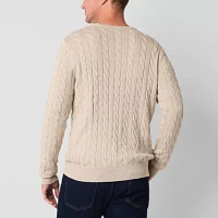 St. John's Bay Cable Mens Crew Neck Long Sleeve Pullover Sweater
