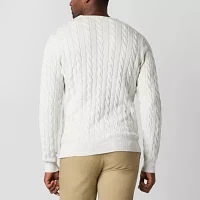 St. John's Bay Cable Mens Crew Neck Long Sleeve Pullover Sweater