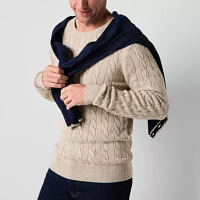 St. John's Bay Cable Mens Crew Neck Long Sleeve Pullover Sweater