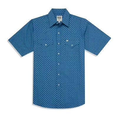 Ely Cattleman Mini Bandana Print Mens Short Sleeve Western Shirt