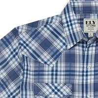 Ely Cattleman Textured Aztec Plaid Mens Short Sleeve Western Shirt