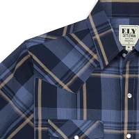 Ely Cattleman Textured Plaid Mens Short Sleeve Western Shirt