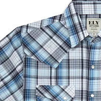 Ely Cattleman Textured Plaid Big and Tall Mens Short Sleeve Western Shirt