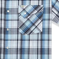 Ely Cattleman Textured Plaid Big and Tall Mens Short Sleeve Western Shirt