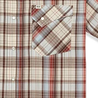 Ely Cattleman Textured Plaid Big and Tall Mens Short Sleeve Western Shirt