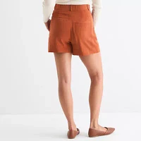 by&by Womens Mid Rise Pleated Short Juniors
