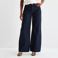 Worthington Womens High Rise Wide Leg Jean