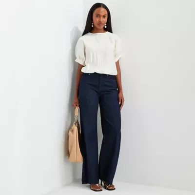 Worthington Womens High Rise Wide Leg Jean