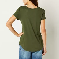 a.n.a Womens Petite Scoop Neck Short Sleeve T-Shirt