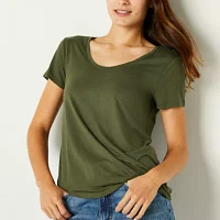 a.n.a Womens Petite Scoop Neck Short Sleeve T-Shirt