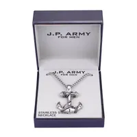 J.P. Army Men's Jewelry Stainless Steel 24 Inch Box Pendant Necklace