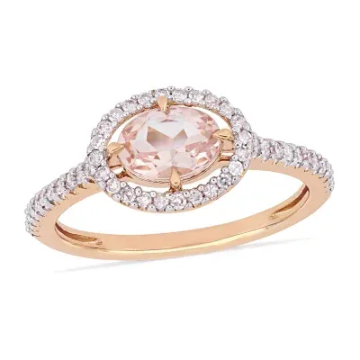 Womens 1/ CT. T.W. Genuine Pink Morganite 14K Rose Gold Cocktail Ring