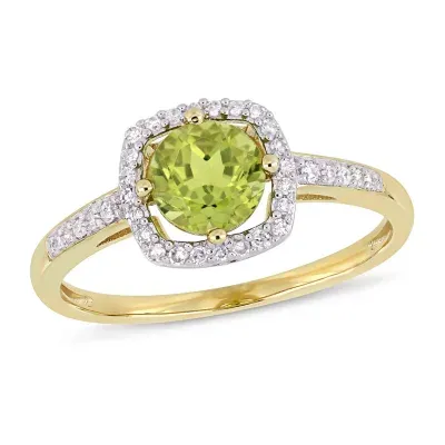 Womens 1/7 CT. T.W. Genuine Green Peridot 10K Gold Cocktail Ring