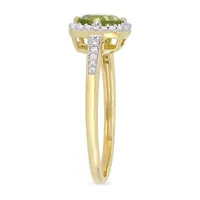 Womens 1/7 CT. T.W. Genuine Green Peridot 10K Gold Cocktail Ring