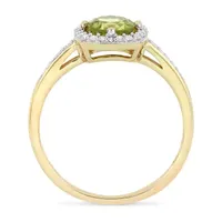 Womens 1/7 CT. T.W. Genuine Green Peridot 10K Gold Cocktail Ring