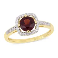 Womens 1/7 CT. T.W. Genuine Red Garnet 10K Gold Halo Cocktail Ring