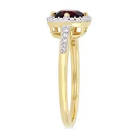 Womens 1/7 CT. T.W. Genuine Red Garnet 10K Gold Halo Cocktail Ring