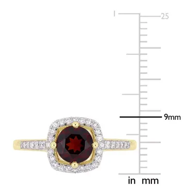 Womens 1/7 CT. T.W. Genuine Red Garnet 10K Gold Halo Cocktail Ring