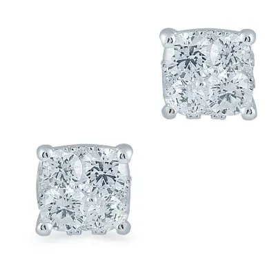 1/3 CT. T.W. Natural White Diamond Sterling Silver 4.2mm Stud Earrings