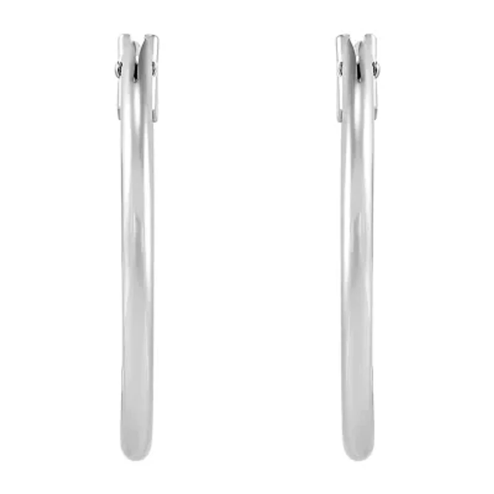 14K White Gold 18mm Hoop Earrings