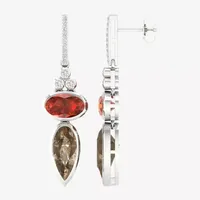 Genuine Orange Citrine Sterling Silver Drop Earrings