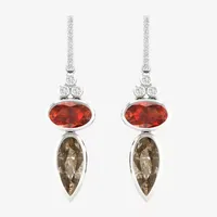 Genuine Orange Citrine Sterling Silver Drop Earrings