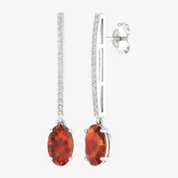 Genuine Orange Citrine Sterling Silver Drop Earrings