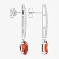 Genuine Orange Citrine Sterling Silver Drop Earrings