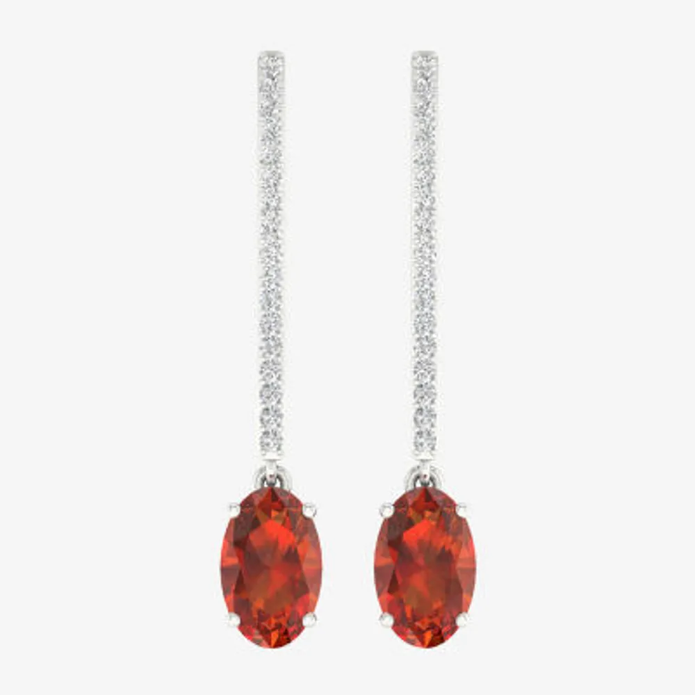 Genuine Orange Citrine Sterling Silver Drop Earrings