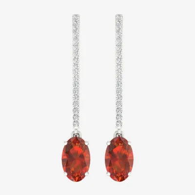 Genuine Orange Citrine Sterling Silver Drop Earrings