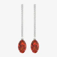 Genuine Orange Citrine Sterling Silver Drop Earrings