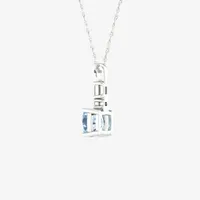 Womens 1/ CT. T.W. Genuine Blue Aquamarine 10K White Gold Pendant Necklace