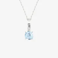 Womens 1/ CT. T.W. Genuine Blue Aquamarine 10K White Gold Pendant Necklace