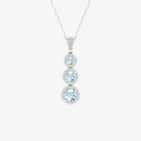 Womens 1/ CT. T.W. Genuine Blue Aquamarine 10K White Gold Pendant Necklace